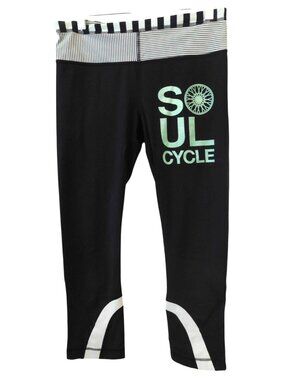 Lululemon SoulCycle Womens Sz 6 Crop Leggings Black Logo Spin Athleisure